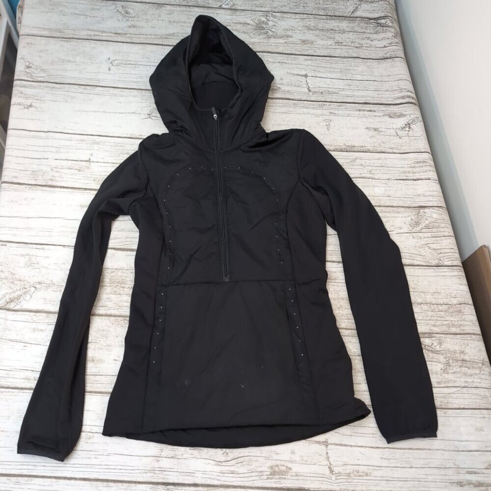 Lululemon Black Hooded Softshell Jacket Women Lightweight Activewear Size 17"